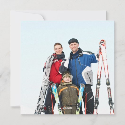 Moderne gestreepte kerst platte foto feestdagenkaart (Achterkant)