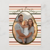 Moderne gestreepte pasta met eierfoto feestdagenkaart (Voorkant)