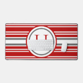 Moderne Gestreepte Rode Witte & Grijze Teamkleuren Bureaumat (Keyboard & Muis)
