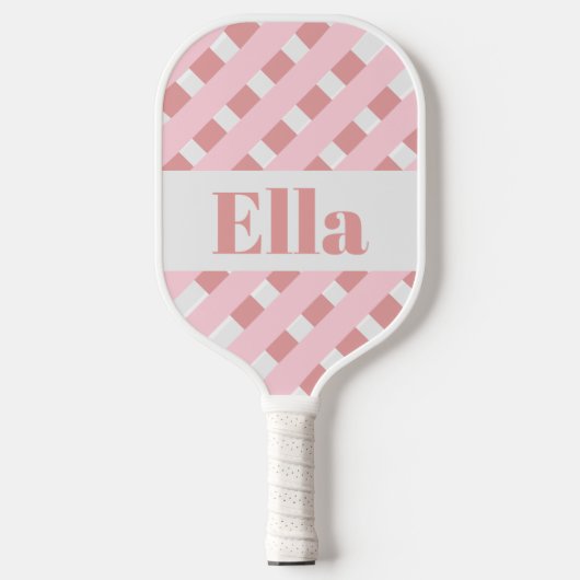 Moderne gestreepte roze monogram pickleballpaddle pickleball paddle (Voorkant)