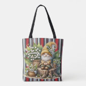 Moderne gestreepte tas met kabouter (Achterkant)