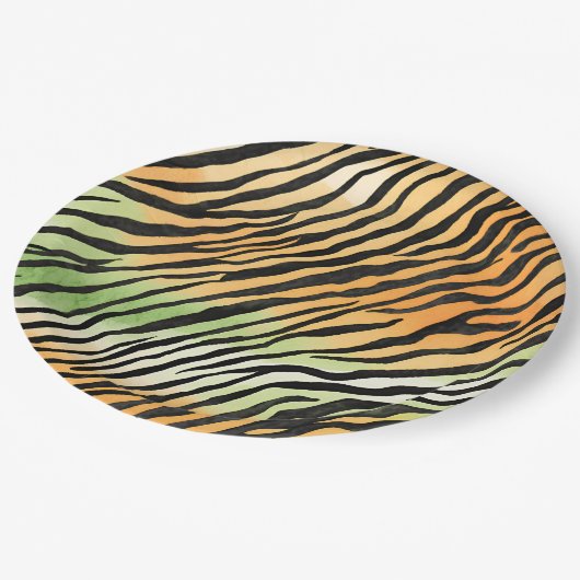 Moderne Gestreepte tijgerhuid Print grote katten k Papieren Bordje (Gekanteld)