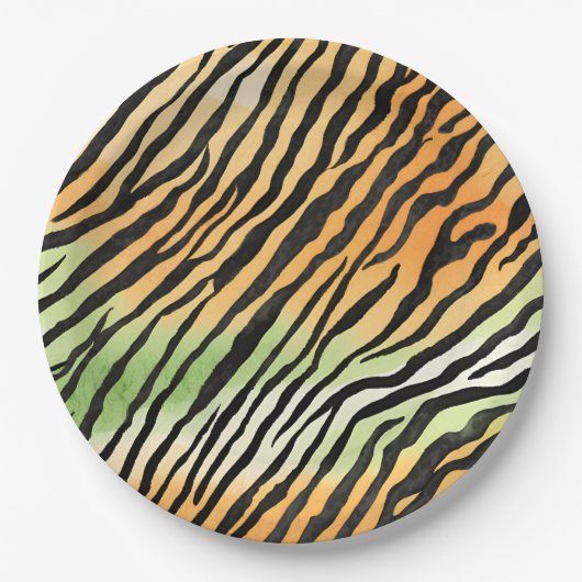 Moderne Gestreepte tijgerhuid Print grote katten k Papieren Bordje (Voorkant)