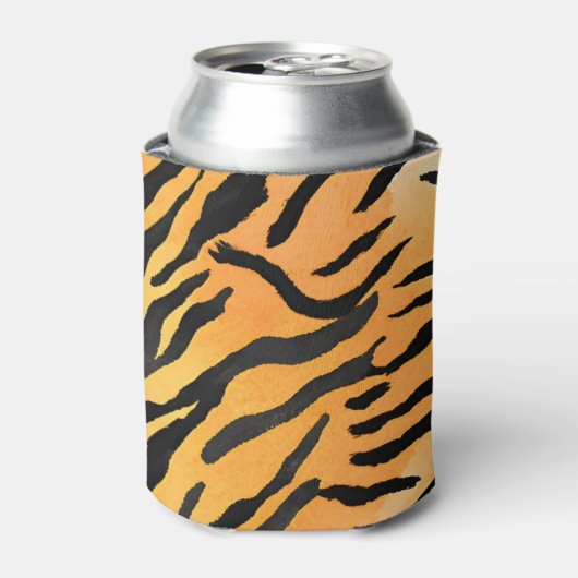 Moderne gestreepte tijgerhuiden Print grote katten Blikjeskoeler (Blikje Voorkant)