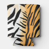 Moderne gestreepte tijgerhuiden Print grote katten Blikjeskoeler (Achterkant)