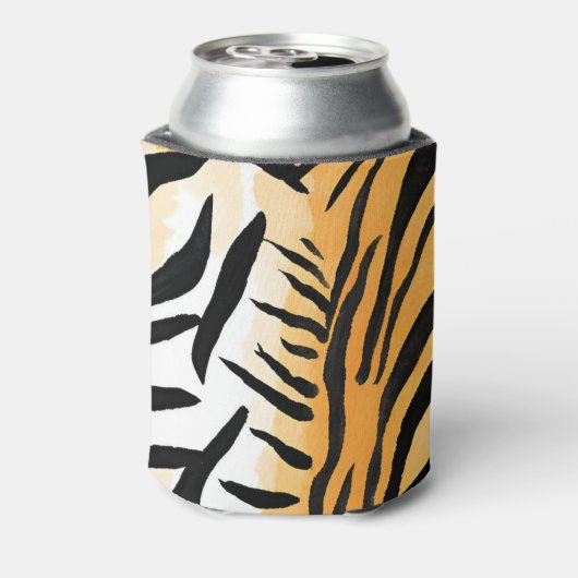 Moderne gestreepte tijgerhuiden Print grote katten Blikjeskoeler (Blikje Achterkant)