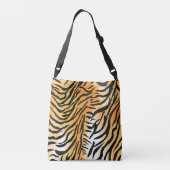 Moderne gestreepte tijgerhuiden Print grote katten Crossbody Tas (Achterkant)