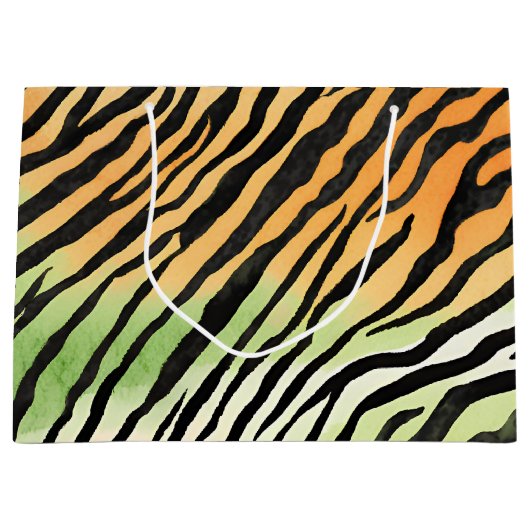 Moderne gestreepte tijgerhuiden Print grote katten Groot Cadeauzakje (Voorkant)