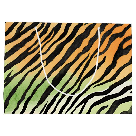 Moderne gestreepte tijgerhuiden Print grote katten Groot Cadeauzakje (Achterkant)