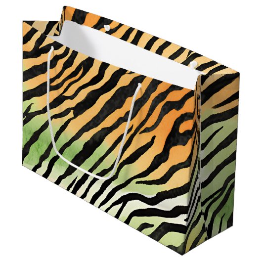 Moderne gestreepte tijgerhuiden Print grote katten Groot Cadeauzakje (Voorkant Gekanteld)