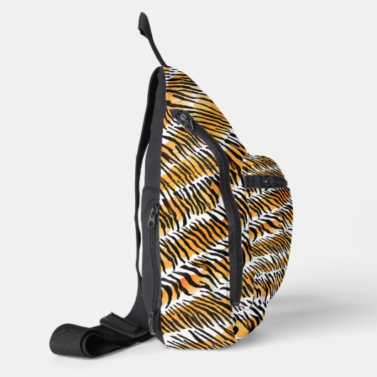 Moderne gestreepte tijgerhuiden Print wilde dieren Sling Bag (Links)