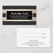 Moderne Gestreepte Zwart en FAUX Gouden Folie Verw Aanbevelingskaartje (Voorkant / Achterkant)