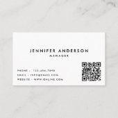 Moderne gestreepte zwarte en witte QR-code Visitekaartje (Achterkant)