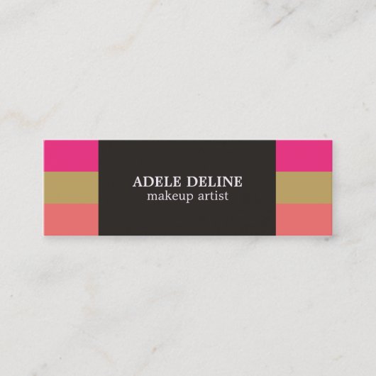 Moderne gestripte kleurige Chic Makeup artiest Mini Visitekaartje (Voorkant)