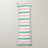 Moderne gestructureerde roze groene ikat strepen p lichaamskussen (Achterkant (Verticaal))