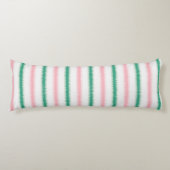 Moderne gestructureerde roze groene ikat strepen p lichaamskussen (Voorkant)