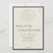 Moderne getekende bloemendonkere mos groene bruilo kaart (Voorkant)