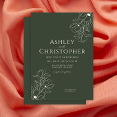 Moderne getekende bloemendonkere mos groene bruilo kaart