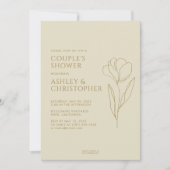 Moderne Getekende Bloemige Gouden Bruidsdouche Kaart (Voorkant)