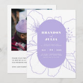 Moderne Getekende Bloemige Omlijning Lila Lavendel Kaart (Voorkant / Achterkant)