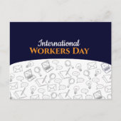 Moderne Getekende Internationale Dag van de Arbeid Briefkaart (Voorkant)