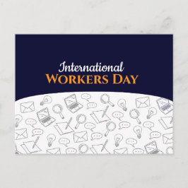 Moderne Getekende Internationale Dag van de Arbeid Briefkaart