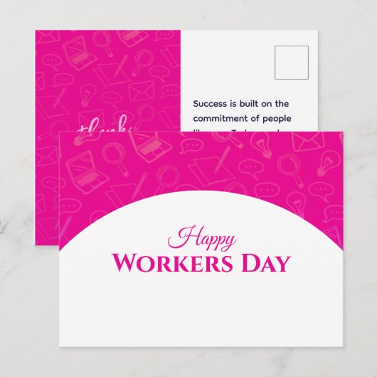 Moderne Getekende Internationale Dag van de Arbeid Briefkaart (Voorkant / Achterkant)