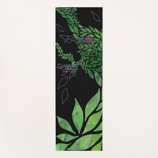 Moderne getextureerde bladeren op abstracte bomen yogamat (Voorkant)