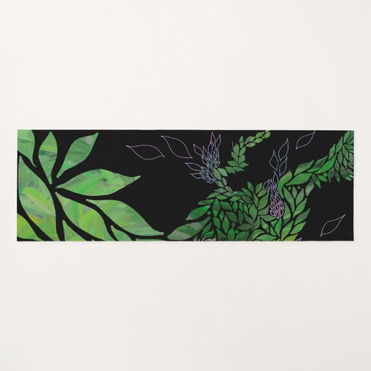 Moderne getextureerde bladeren op abstracte bomen yogamat (Voorkant (horizontaal))