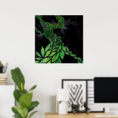 Moderne getextureerde bladeren op abstracte canvas poster (Thuiskantoor)