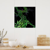 Moderne getextureerde bladeren op abstracte canvas poster (Keuken)