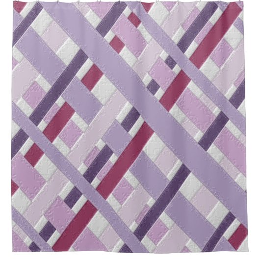 Moderne getextureerde mauve striped douchegordijn (Voorkant)