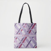 Moderne getextureerde mauve striped tote bag (Voorkant)