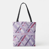 Moderne getextureerde mauve striped tote bag (Achterkant)