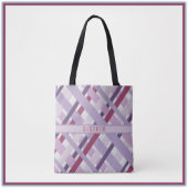 Moderne getextureerde mauve striped tote bag