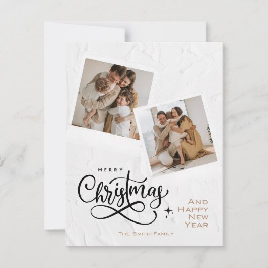 Moderne getextureerde vrolijke kerst rood geruite feestdagenkaart (Voorkant)