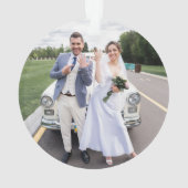 Moderne getrouwde en vrolijke foto ornament (achterkant)