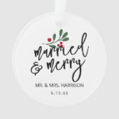 Moderne getrouwde en vrolijke foto ornament (voorkant)