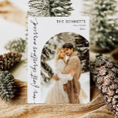 Moderne getrouwde kerstboog foto kerst feestdagenkaart