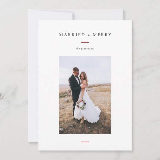 Moderne Getrouwde & Vrolijke Foto Feestdagenkaart (Voorkant)