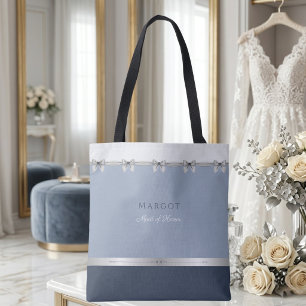 Moderne Getuige van de Bruid   Luxe Stofblauwe Huw Tote Bag