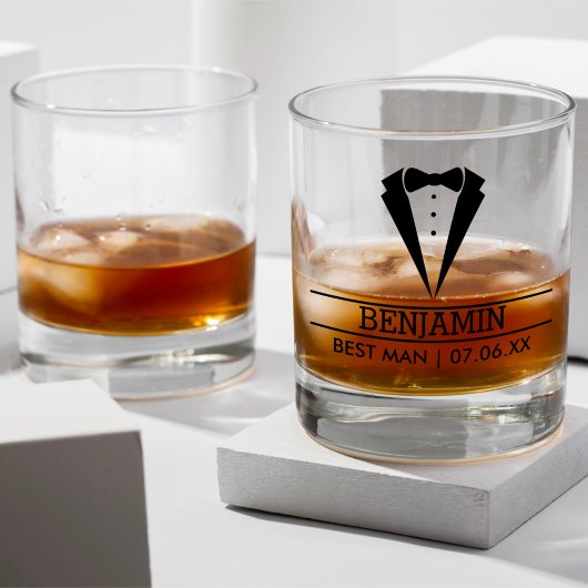 Moderne Getuige van de Bruidegom Met Naam en Smoki Whisky Glas