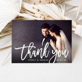 Moderne Getypte Script Bruiloftsfoto Bedankkaart