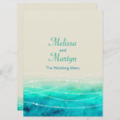 Moderne geverfde, abstracte zeeen trouwmenu menu (Voorkant / Achterkant)