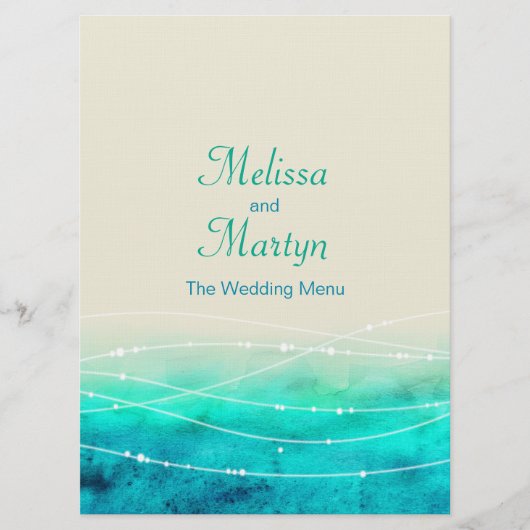 Moderne geverfde, abstracte zeeen trouwmenu menu (Voorkant)