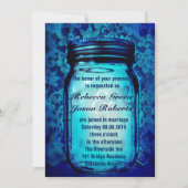 moderne , gevierd land lace mason jar bruiloft kaart (Voorkant)