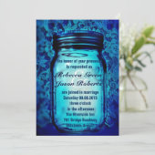 moderne , gevierd land lace mason jar bruiloft kaart (Staand voorkant)