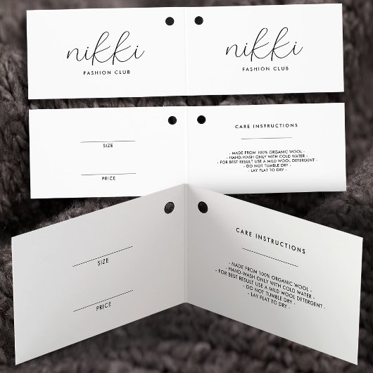 Moderne gevouwen White Clothing Price Hang Label Kaart