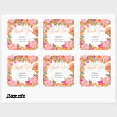 Moderne gewaagde bloemen dank je bruidsdouche vierkante sticker (Vel)