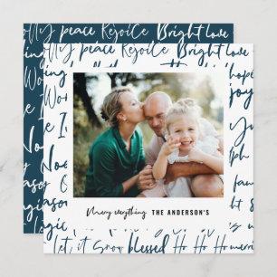 Moderne, gewaagde, grafische kerstfoto met typogra feestdagenkaart